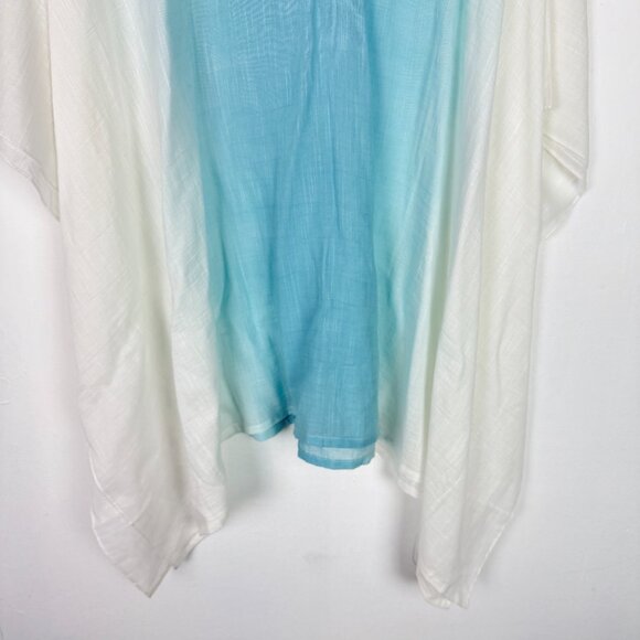 NWT J. Jill Ombre Poncho With Neckline Trim In Light Blue White Plus Size XL-3X - Picture 4 of 14